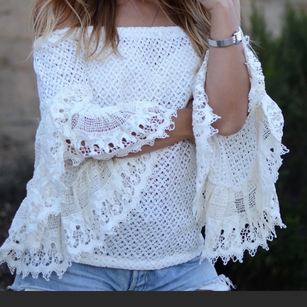 Enchanting Jen’s Pirate Booty for Free People Crochet White Top NWT - Picture 13 of 16